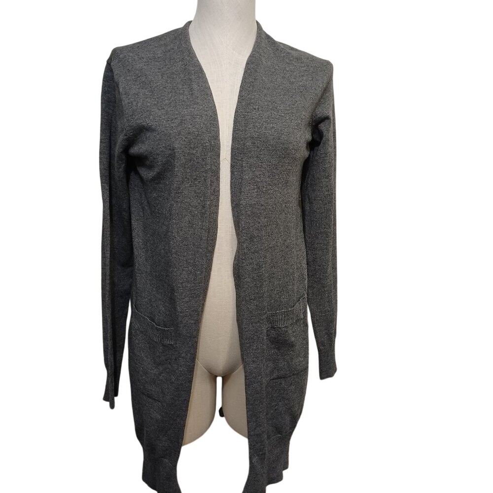Sweet Romeo Cardigan Womens X Small Gray Long Line Open Front with Pockets